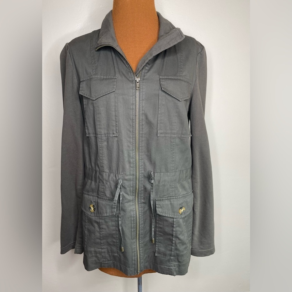 41 Hawthorn Army Green Utility Safari Lightweight Jacket Knit Sleeve Size S